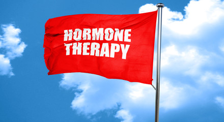 hormone therapy, 3D rendering, a red waving flag
