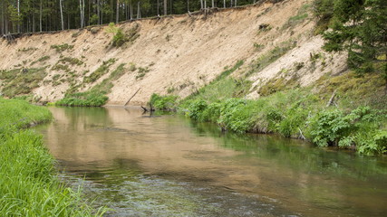 Steep river bank,  river Isloch, Belarus