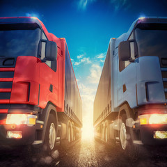 3D rendering of truck transport - obrazy, fototapety, plakaty