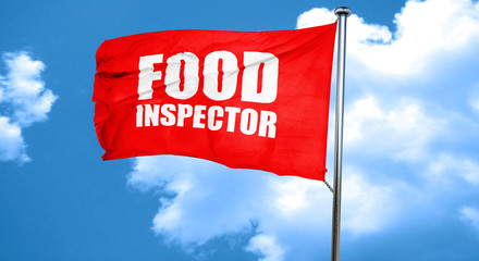 food inspector, 3D rendering, a red waving flag