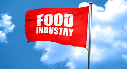 food industry, 3D rendering, a red waving flag