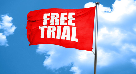 free trial, 3D rendering, a red waving flag