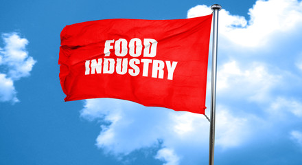 food industry, 3D rendering, a red waving flag