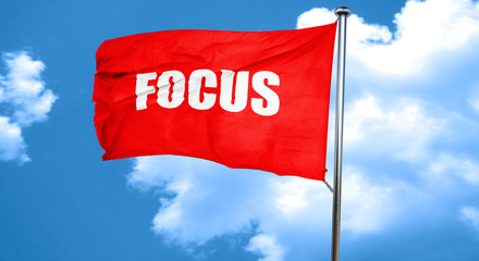focus, 3D rendering, a red waving flag