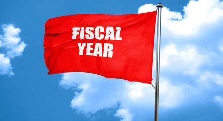 fiscal year, 3D rendering, a red waving flag