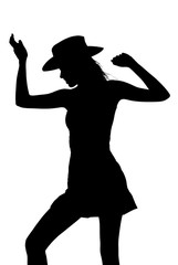 silhouette of a cowgirl dancing and posing