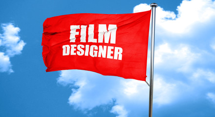 film designer, 3D rendering, a red waving flag