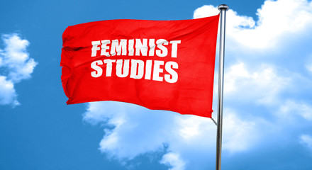 feminist studies, 3D rendering, a red waving flag