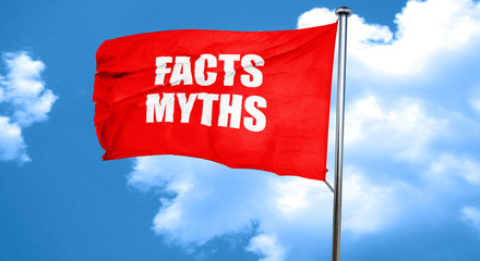 facts myths, 3D rendering, a red waving flag