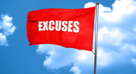 excuses, 3D rendering, a red waving flag