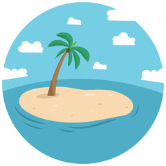 Fototapeta na wymiar Small Island With Coconut Tree