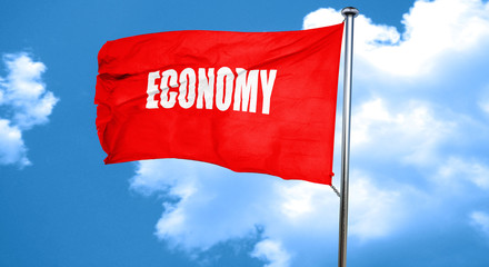 economy, 3D rendering, a red waving flag