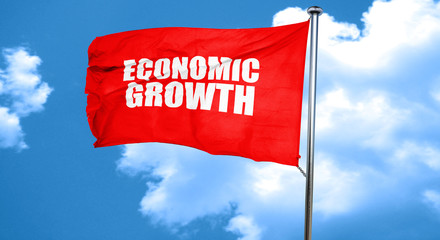 economic growth, 3D rendering, a red waving flag