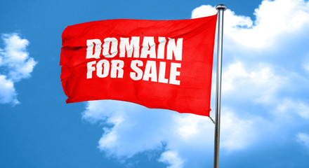 domain for sale, 3D rendering, a red waving flag