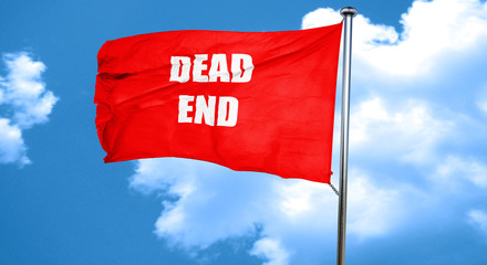 No exit sign, 3D rendering, a red waving flag
