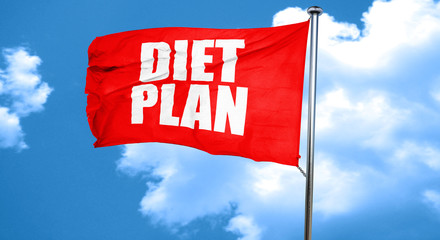 diet plan, 3D rendering, a red waving flag
