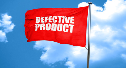 defective product, 3D rendering, a red waving flag