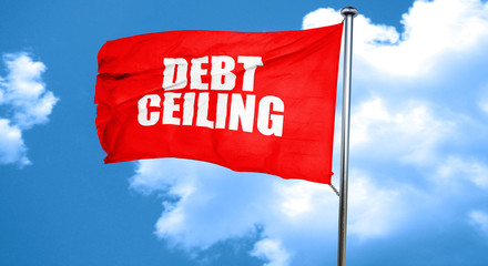 debt ceiling, 3D rendering, a red waving flag