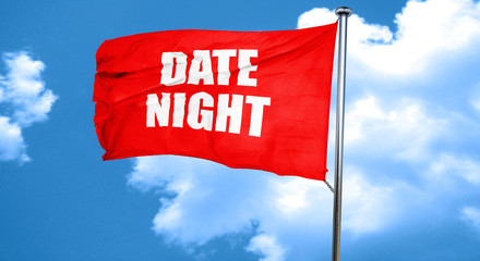 date night, 3D rendering, a red waving flag