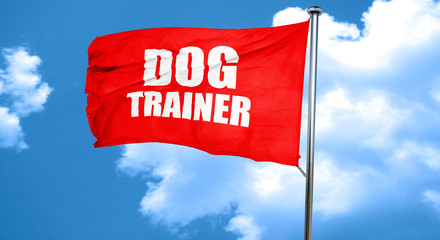 dog trainer, 3D rendering, a red waving flag