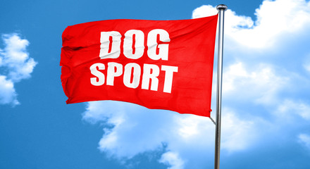 dog sport, 3D rendering, a red waving flag