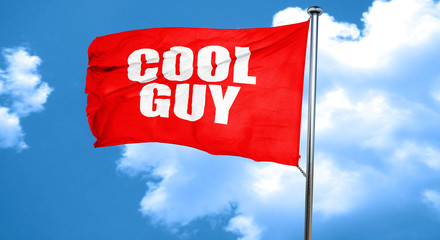 cool guy, 3D rendering, a red waving flag