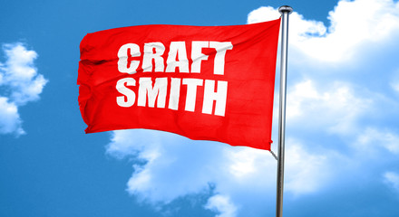 craft smith, 3D rendering, a red waving flag