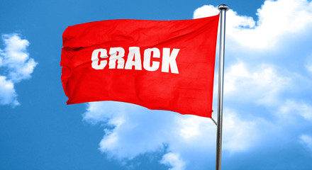 crack, 3D rendering, a red waving flag