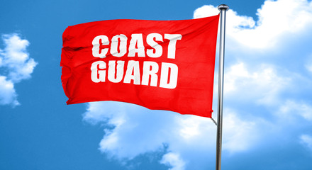 coast guard, 3D rendering, a red waving flag
