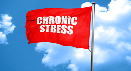 crhonic stress, 3D rendering, a red waving flag