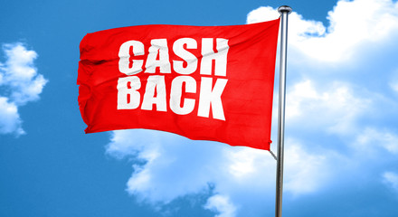 cash back, 3D rendering, a red waving flag