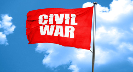 civil war, 3D rendering, a red waving flag