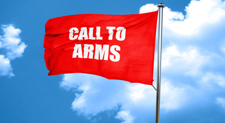 call to arms, 3D rendering, a red waving flag