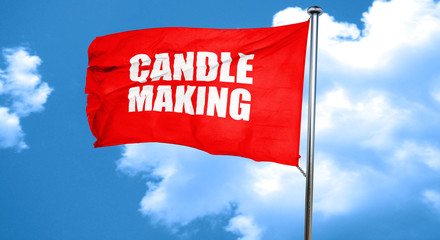 candle making, 3D rendering, a red waving flag