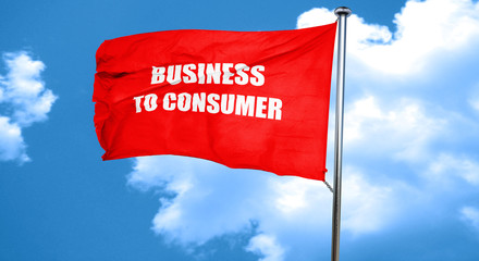 business to consumer, 3D rendering, a red waving flag