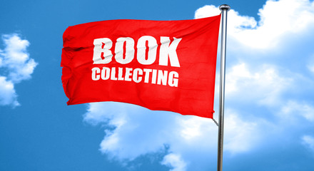 book collecting, 3D rendering, a red waving flag