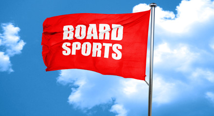 board sports, 3D rendering, a red waving flag