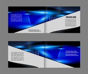 Vector empty bi-fold brochure print template design, newsletter booklet layout
