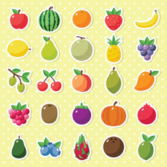 Simple cute fruits icon collection