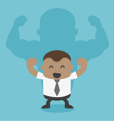 Young African businessman shadow is strong