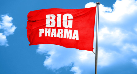 big pharma, 3D rendering, a red waving flag