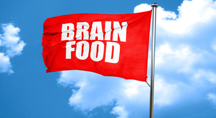 brain food, 3D rendering, a red waving flag