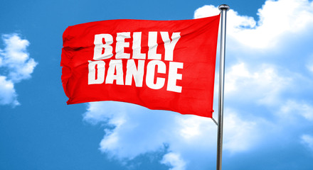 belly dance, 3D rendering, a red waving flag