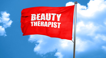 beauty therapist, 3D rendering, a red waving flag