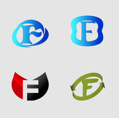 Set of letter F logo icons design template elements. Collection of vector signs
