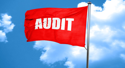 audit, 3D rendering, a red waving flag