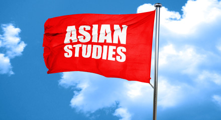 asian studies, 3D rendering, a red waving flag