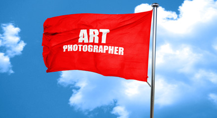 art photographer, 3D rendering, a red waving flag