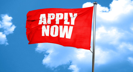 apply now, 3D rendering, a red waving flag
