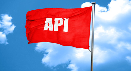 api, 3D rendering, a red waving flag